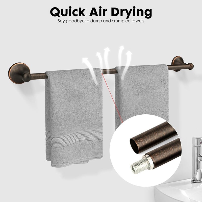 Ntipox 4 Piece Antique Bathroom Hardware Accessories Set Oil Rubbed Bronze,24 Inch Towel Bar Set,Towel Rack for Bathroom,Bathroom Towel Holder Bronze - Image 2